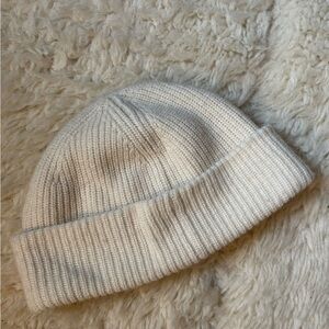 Madewell Soft Cream Rib-Knit Cuffed Beanie